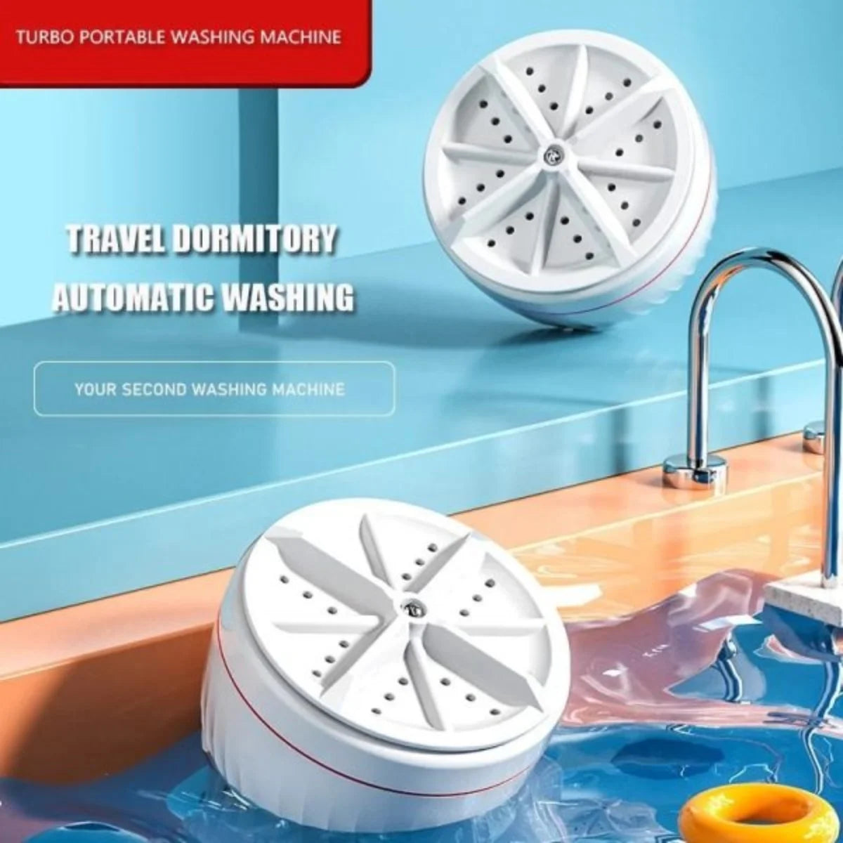 Portable USB Mini Turbo Washer | Ultrasonic Travel Washing Machine for Socks, Underwear & Dishes