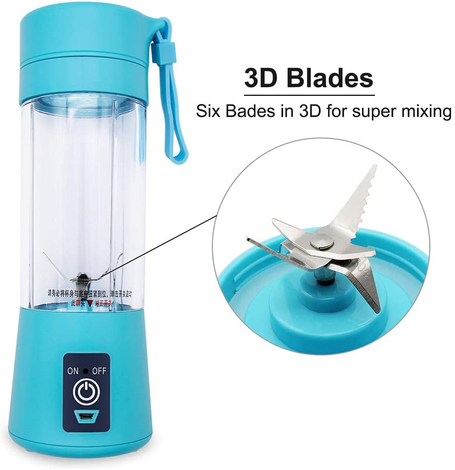 Portable 6-Blade USB Rechargeable Juicer Blender for Smoothies Shakes Baby Food and Outdoor Use | Random Color