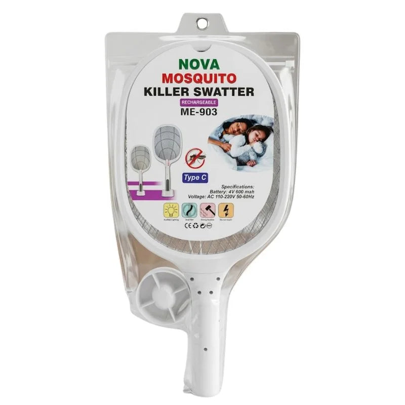 Nova USB Rechargeable Mosquito Racket | ME-903 Model | | Electric Insect Killer Swatter | For Indoor & Outdoor Use