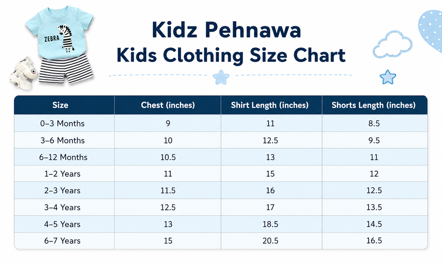 Cute Zebra Baby Boy/Girl Summer Set – Aqua Blue T-Shirt & Striped Shorts