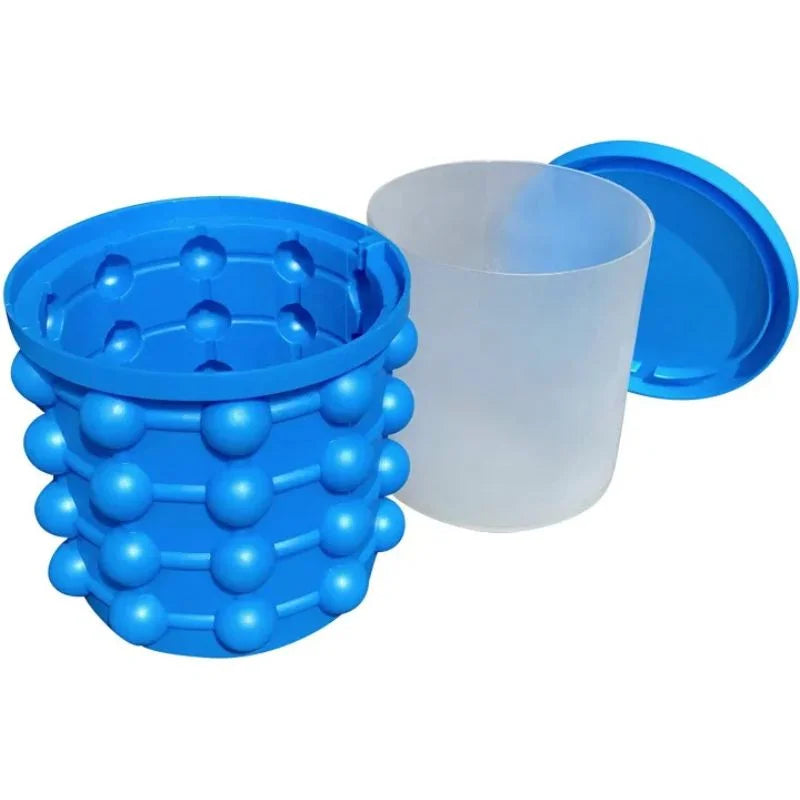 Silicone Ice Genie Cube Maker | 2-in-1 Ice Bucket Mold | Portable Soft Silicone Ice Cube Maker for Travel & Outdoor