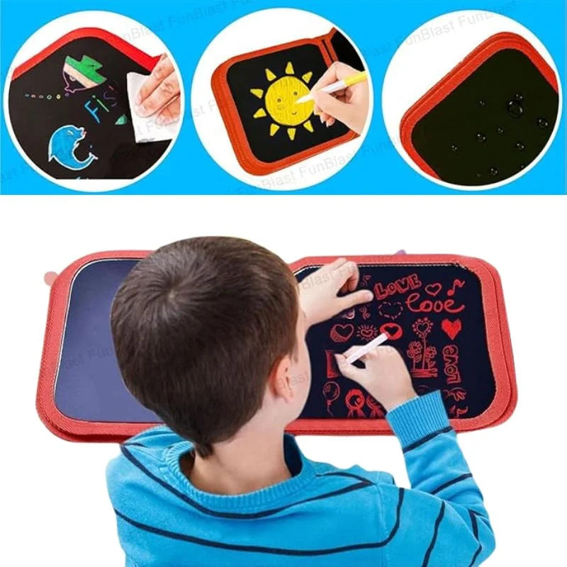 Erasable Doodle Drawing Book for Kids | Reusable Waterproof Activity Book with 3 Pens & 3 Wipes | Random Designs