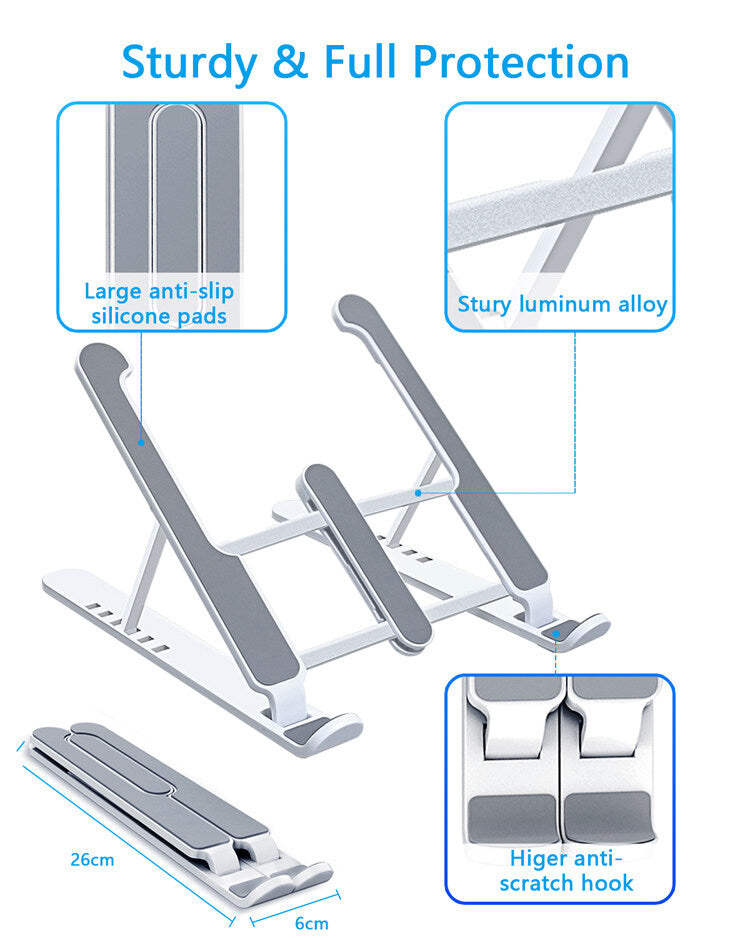 Plastic Foldable & Portable Laptop Stand | Lightweight Adjustable Laptop Holder | High-Quality ABS