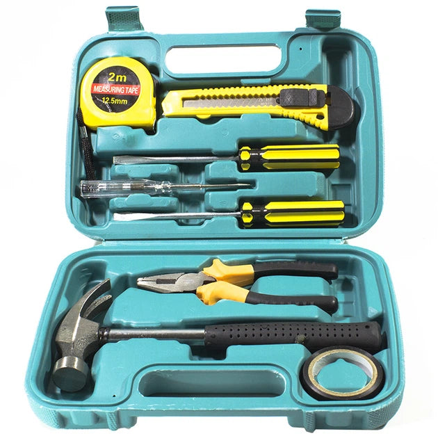8 PCS Professional Tool Set with Storage Box | YL-8009A Model |  Durable Home Repair & DIY Toolkit |  Organized Plastic Storage Box