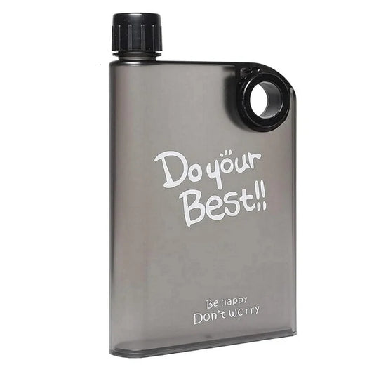 Black Ultra Slim Notebook Style Water Bottle 380ml | Portable Memo Bottle for Travel, School & Office
