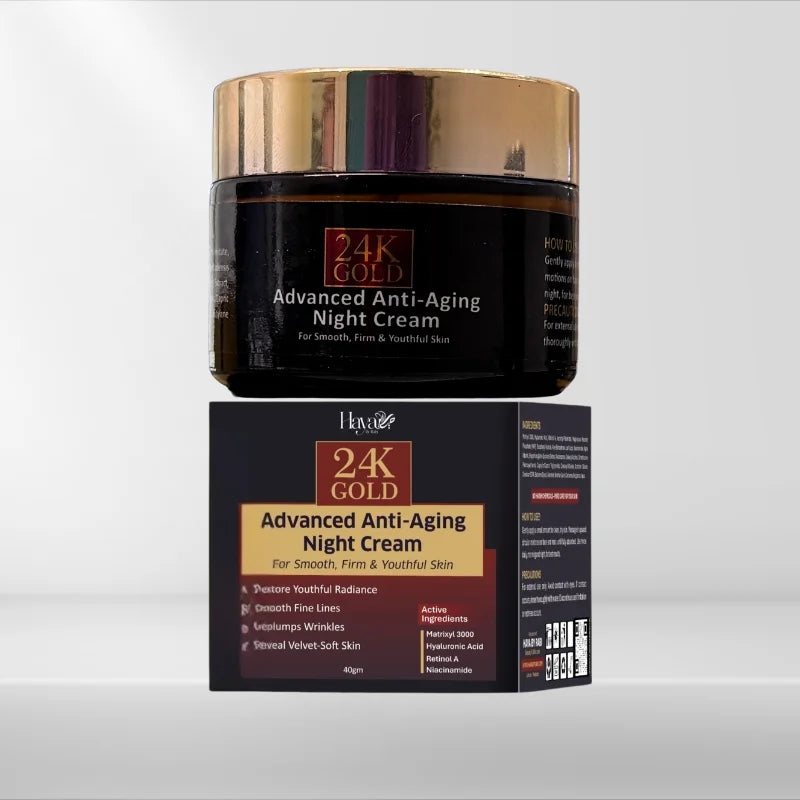 Haya 24K Gold Advanced Anti-Aging Night Cream with Retinol Hyaluronic Acid and Niacinamide