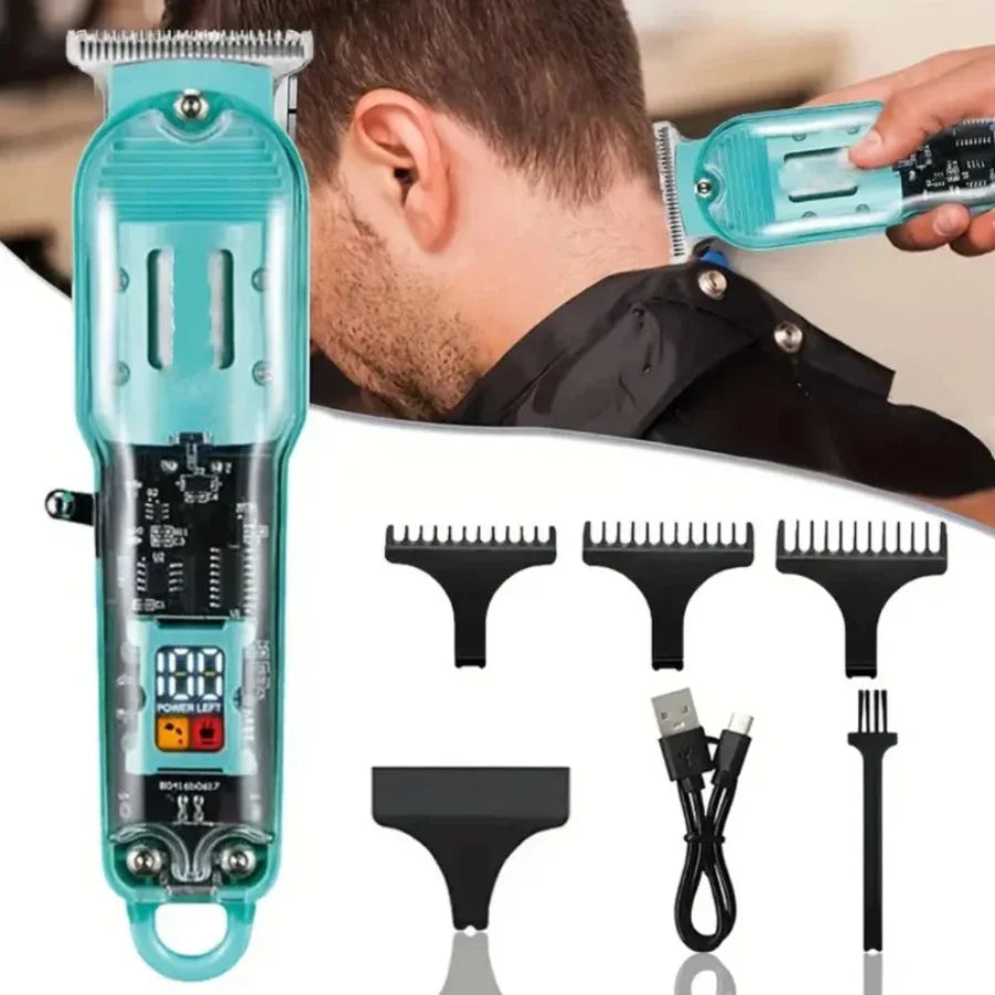 Daling Transparent LCD Electric Hair Trimmer | USB Rechargeable | Professional Grooming | FR-D-8268