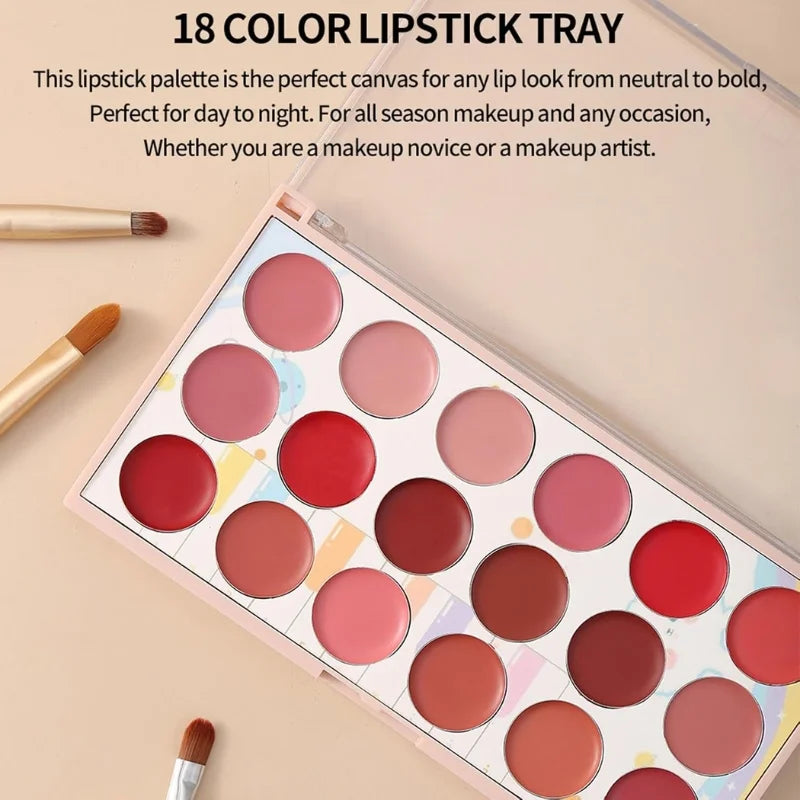 Moccallure Professional 18-Colors Lipstick Kit | Long-Lasting, Hydrating & Compact Makeup Palette