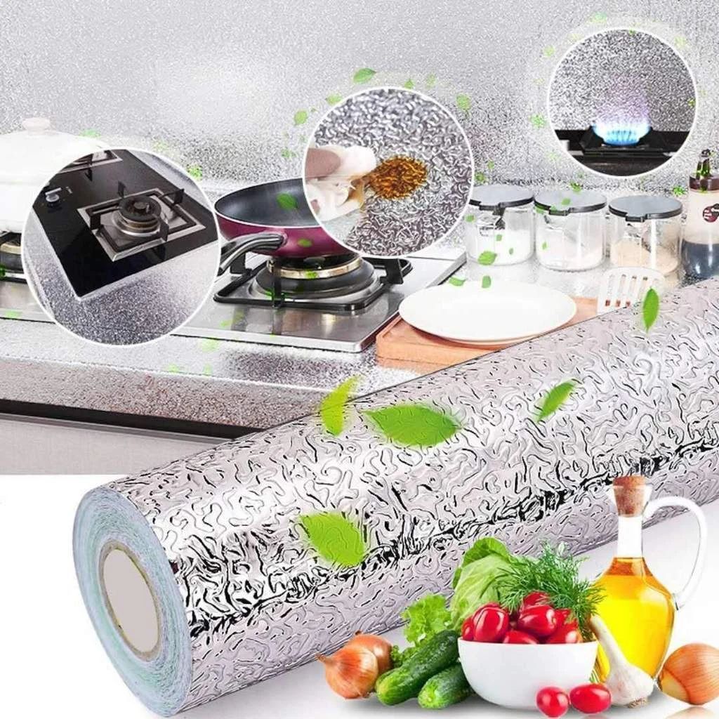 Silver Foil | Marble Sheet Sticker 40x200cm | Waterproof Self-Adhesive PVC Wallpaper for Furniture Walls