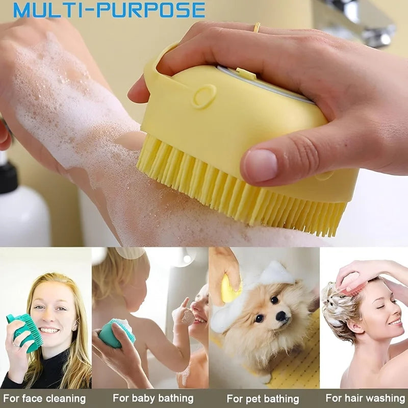 Soft Silicone Bath Brush with Hooks | Baby & Adult Body Scrubber | Random Color | With Box