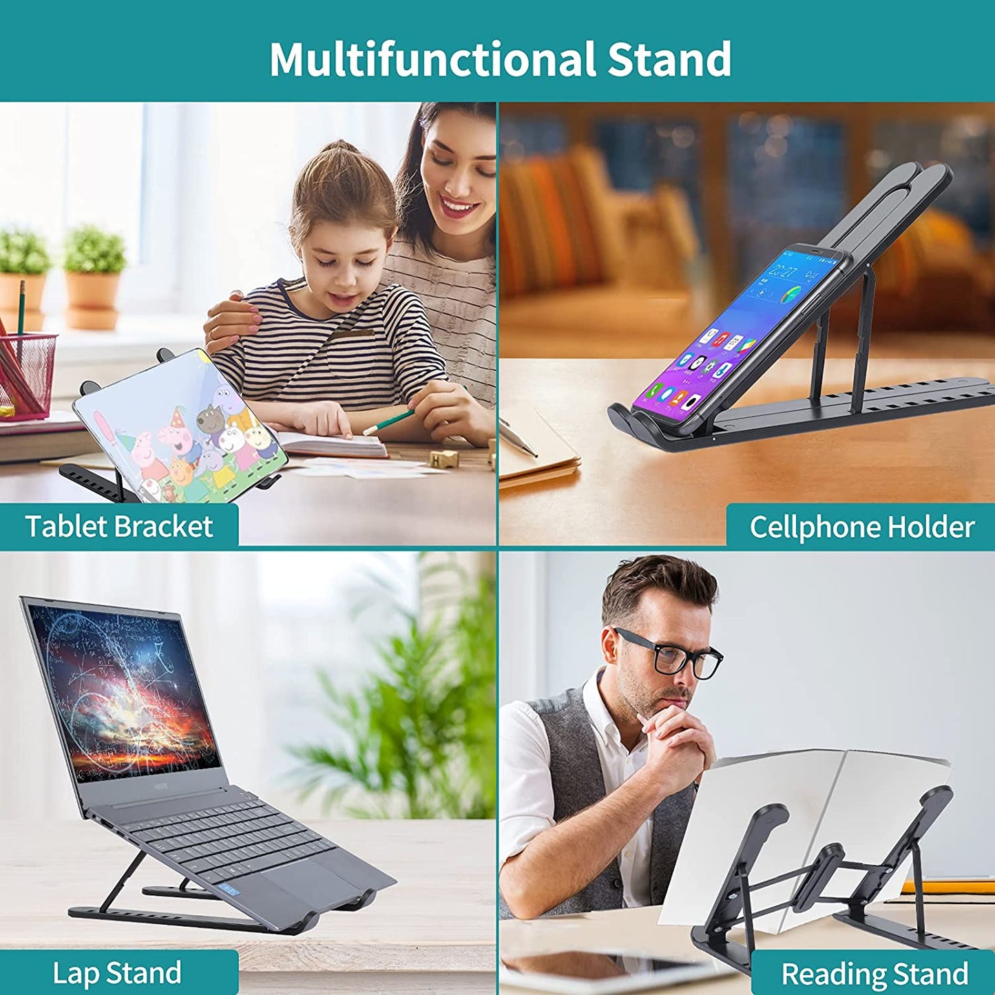 Plastic Foldable & Portable Laptop Stand | Lightweight Adjustable Laptop Holder | High-Quality ABS
