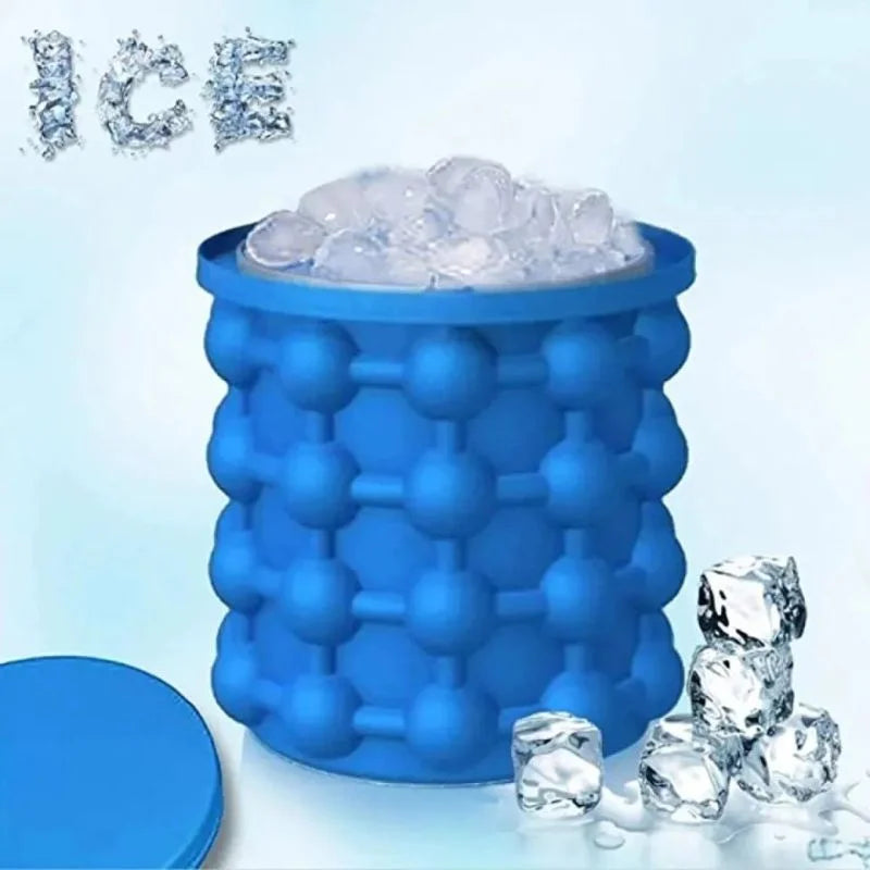 Silicone Ice Genie Cube Maker | 2-in-1 Ice Bucket Mold | Portable Soft Silicone Ice Cube Maker for Travel & Outdoor