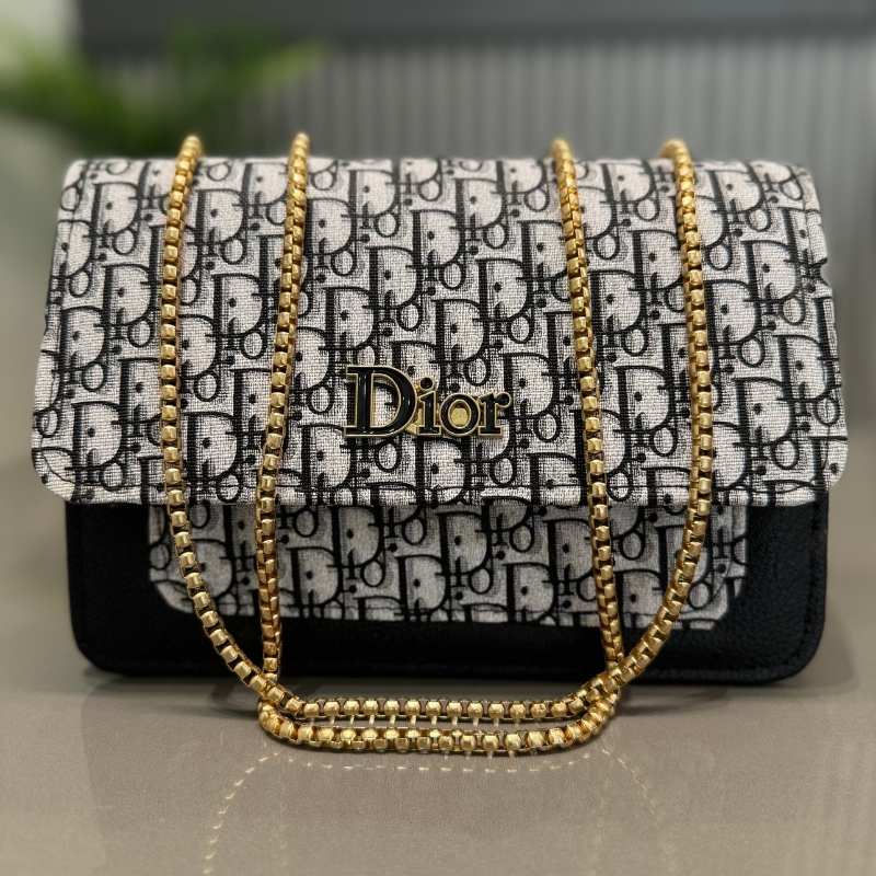 Black | Dior Oblique Canvas & Leather Flap Clutch | Luxury Designer Handbag for Women