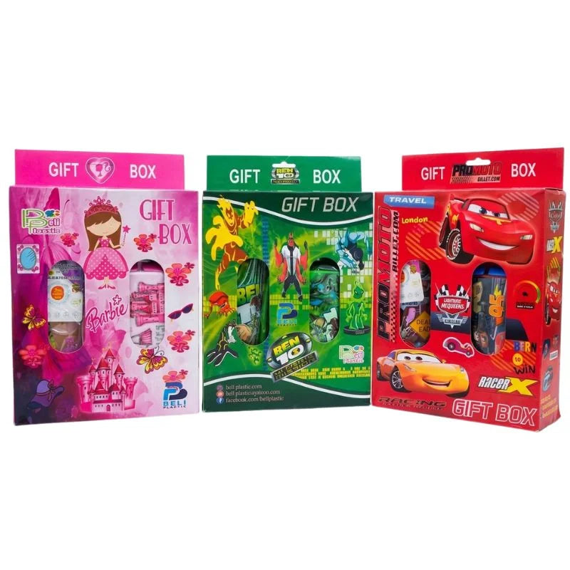 2-in-1 Kids Lunch Box & Water Bottle Set | School Combo Gift Pack with Bottle & Lunch Box | Multiple Cartoon Characters