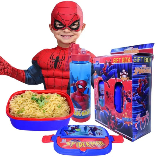 2-in-1 Kids Lunch Box & Water Bottle Set | School Combo Gift Pack with Bottle & Lunch Box | Multiple Cartoon Characters