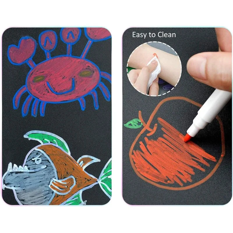 Erasable Doodle Drawing Book for Kids | Reusable Waterproof Activity Book with 3 Pens & 3 Wipes | Random Designs