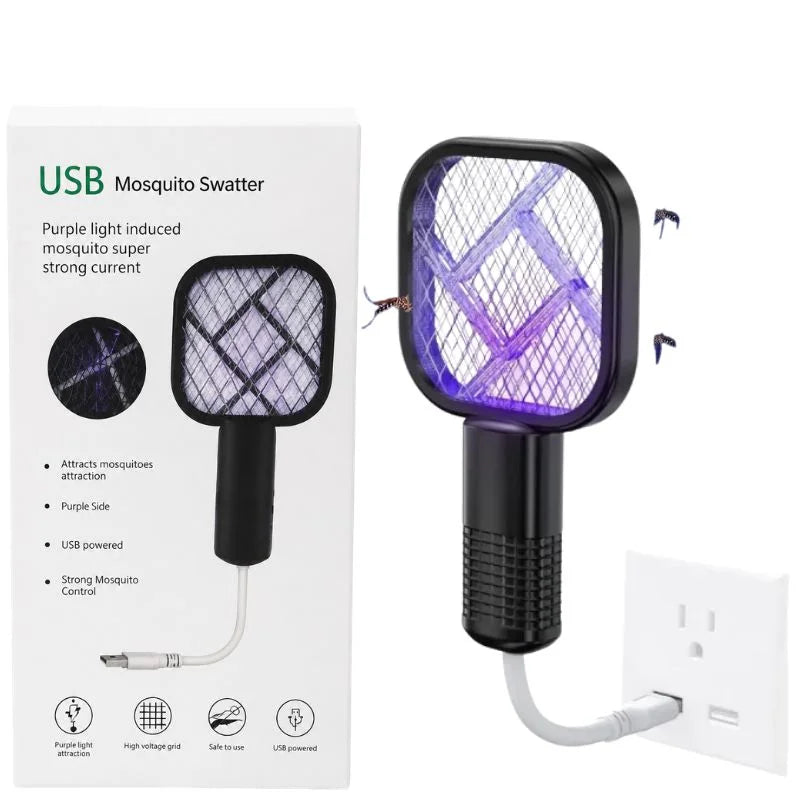 Portable Mini Mosquito Swatter   | USB Rechargeable Electric Bug Zapper with LED Night Light | Random color
