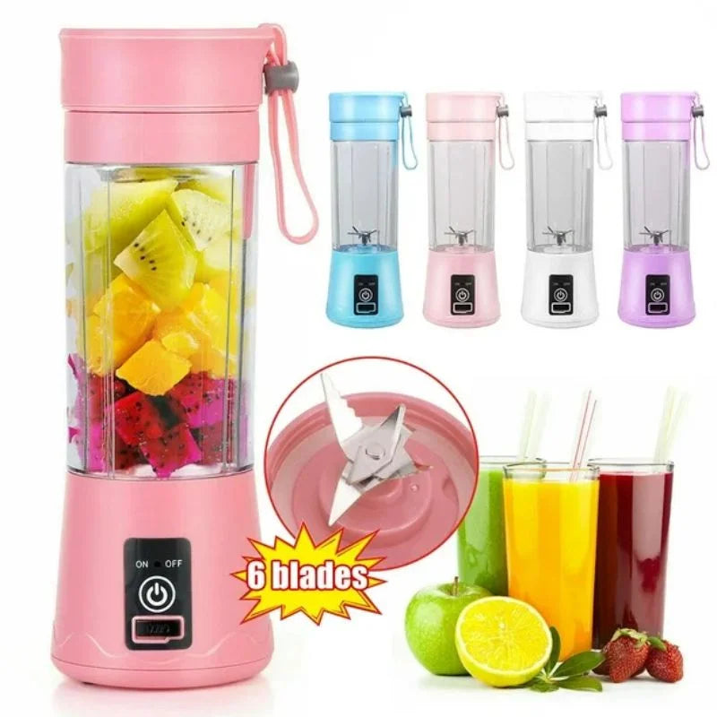 Portable 6-Blade USB Rechargeable Juicer Blender for Smoothies Shakes Baby Food and Outdoor Use | Random Color