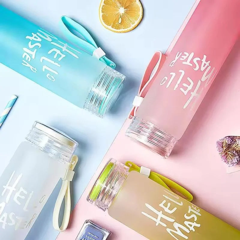 White Frosted Glass Water Bottle  |  Leak-Proof Insulated Bottle with Hello Master Decal Logo | 400ml