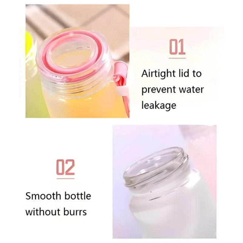 Pink Frosted Glass Water Bottle  |  Leak-Proof Insulated Bottle with Hello Master Decal Logo | 400ml