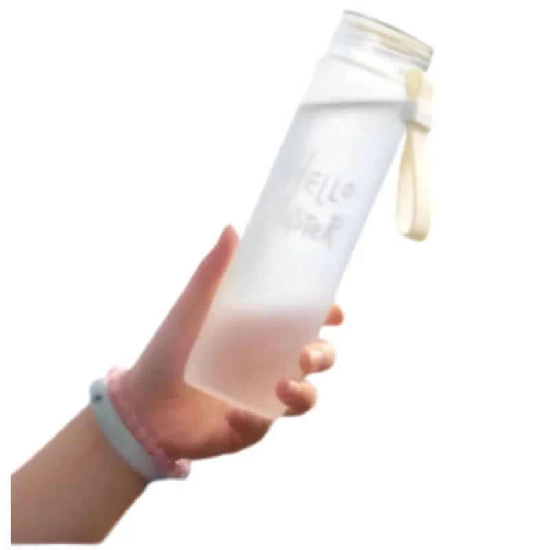 White Frosted Glass Water Bottle  |  Leak-Proof Insulated Bottle with Hello Master Decal Logo | 400ml