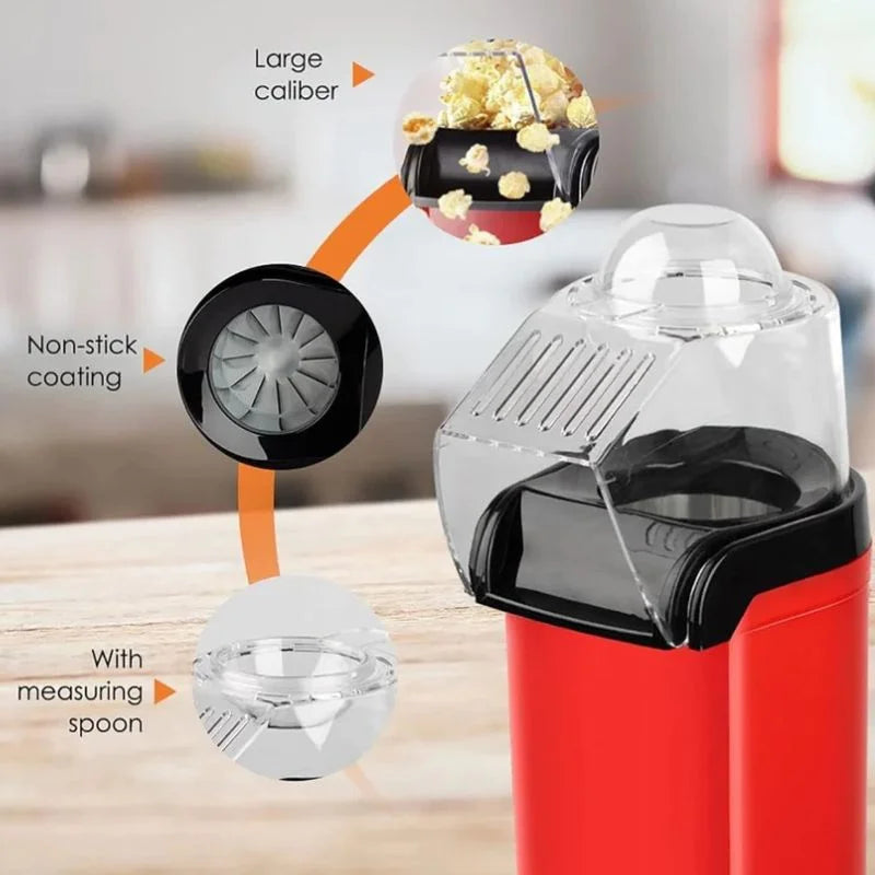 Oil Free Mini Popcorn Maker  | Hot Air Popcorn Machine | Electric Popcorn Popper for Home & Kids | 1200W