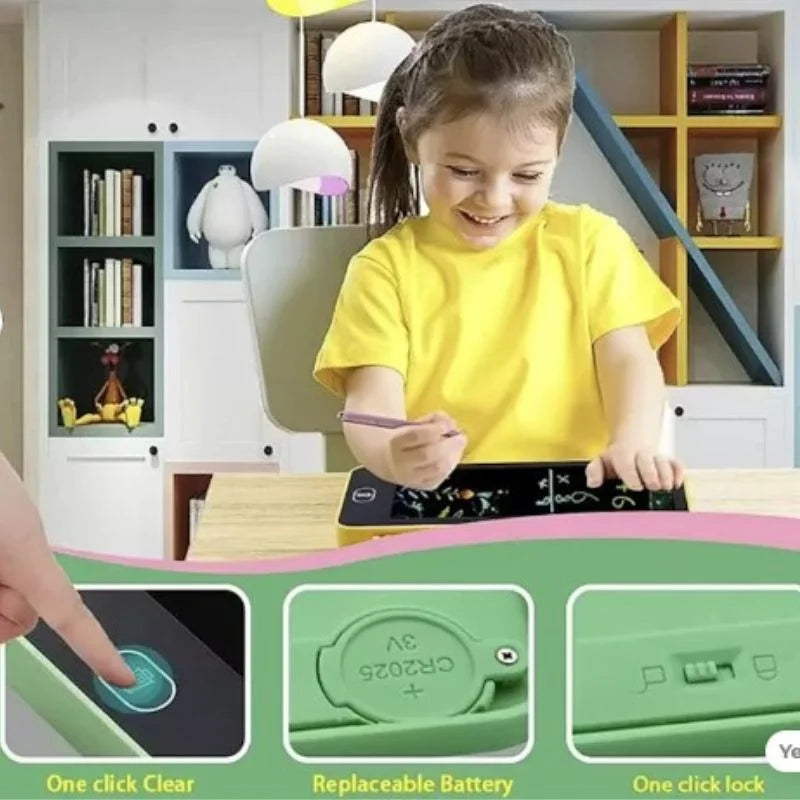 LCD Drawing Pen Case for Kids | Writing Tablet Pencil Box with Screen Lock & One-Key Erase | Random Color