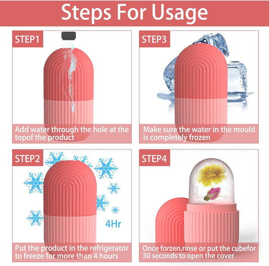Silicone Ice Cube Roller Massager for Face Eyes and Neck Naturally Conditioning and Skin Care De Puff Eye Bags Reduce Migraine Pain Reusable Massage Silicone Ice Mold